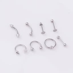 50pcs Body Piercing Kit, Heart C-Shaped  L -Shaped Nose Ring,Stainless Steel Nose Lip Tongue Eyebrow Cartilage Ear Stud,