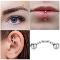 50pcs Body Piercing Kit, Heart C-Shaped  L -Shaped Nose Ring,Stainless Steel Nose Lip Tongue Eyebrow Cartilage Ear Stud,