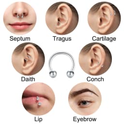 50pcs Body Piercing Kit, Heart C-Shaped  L -Shaped Nose Ring,Stainless Steel Nose Lip Tongue Eyebrow Cartilage Ear Stud,