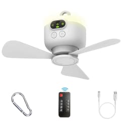 Ceiling Fan Portable Camping Tent Ceiling Canopy Fan 8000mah Rechargeable Wireless Fan Air Circulators with Remote Control Light