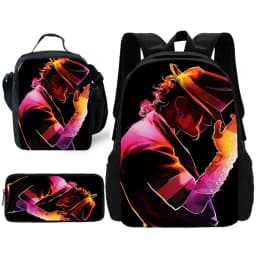 Child School Cool Popular Singers Michaels Jackson Backpack with Lunch Bags ,Pencil Bags ,School Bags for Boys Girls Best Gift