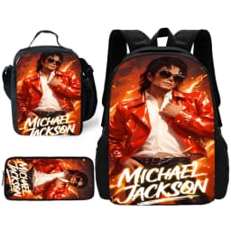 Child School Cool Popular Singers Michaels Jackson Backpack with Lunch Bags ,Pencil Bags ,School Bags for Boys Girls Best Gift