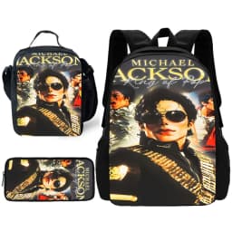 Child School Cool Popular Singers Michaels Jackson Backpack with Lunch Bags ,Pencil Bags ,School Bags for Boys Girls Best Gift