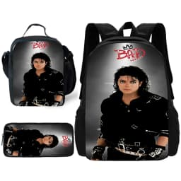Child School Cool Popular Singers Michaels Jackson Backpack with Lunch Bags ,Pencil Bags ,School Bags for Boys Girls Best Gift