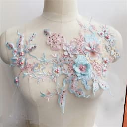 3D Embroidered Sewing On Patches For Clothing Flower Lace Patch Wedding Party Gown Bridal Dress Fabric Appliques DIY Repair