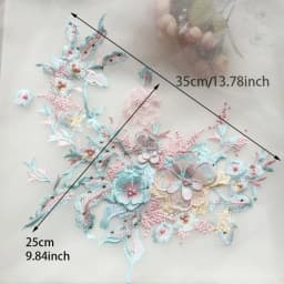 3D Embroidered Sewing On Patches For Clothing Flower Lace Patch Wedding Party Gown Bridal Dress Fabric Appliques DIY Repair