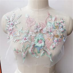 3D Embroidered Sewing On Patches For Clothing Flower Lace Patch Wedding Party Gown Bridal Dress Fabric Appliques DIY Repair