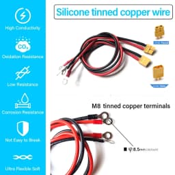 XT60 X90 to M8 O Ring Eyelet Battery Terminals Plug Connector Cable 10/12AWG Charger Side Power for RC Lipo Battery FPV Racing