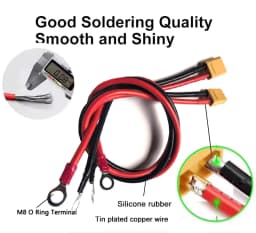 XT60 X90 to M8 O Ring Eyelet Battery Terminals Plug Connector Cable 10/12AWG Charger Side Power for RC Lipo Battery FPV Racing