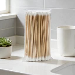 100/300PCS 6 Inch Precision Tips Cotton Swabs - Long Wooden Stick Cotton Buds Pointed Cotton Swabs With Case - Cotton