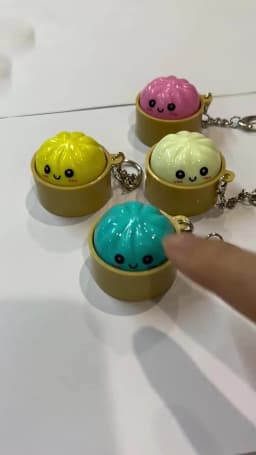 Cute Kawaii Dumpling Fidget Toys Mechanical Switch Clicker Light Up Dim Sum Bao Bun Keychain Stress Relief For Backpack Adults