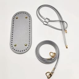 3Pcs DIY Purse Making Kit with Chain PU Leather Bucket Bag Base & Shoulder Strap Crochet Handbag Accessories ﻿