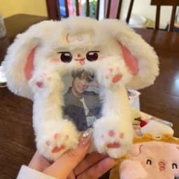 Cute Cartoon Rabbit/Dog/Cat Plush Photocard Case Photo Card Holder Portable INS Card Case Students Idol Photos Protective Cover