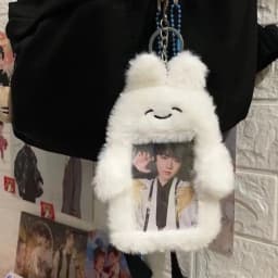 Cute Cartoon Rabbit/Dog/Cat Plush Photocard Case Photo Card Holder Portable INS Card Case Students Idol Photos Protective Cover