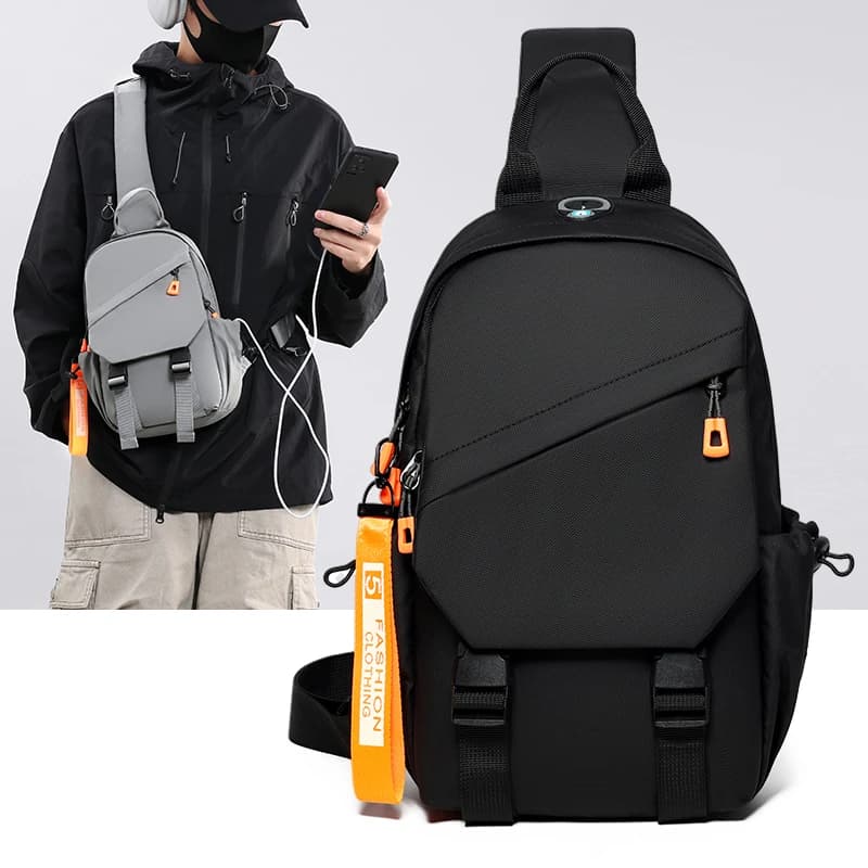 Waterproof Nylon Crossbody Bag - Men's Chest Sling Backpack, Compact Shoulder Messenger Bag, Travel & Outdoor Hiking Pack