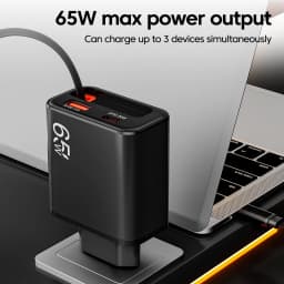 65W GaN Super Fast Charger Type C EU US UK Plug Retractable USB C Cable For iPhone15 16 17 Pro Xiaomi Samsung POCO Huawei Realme