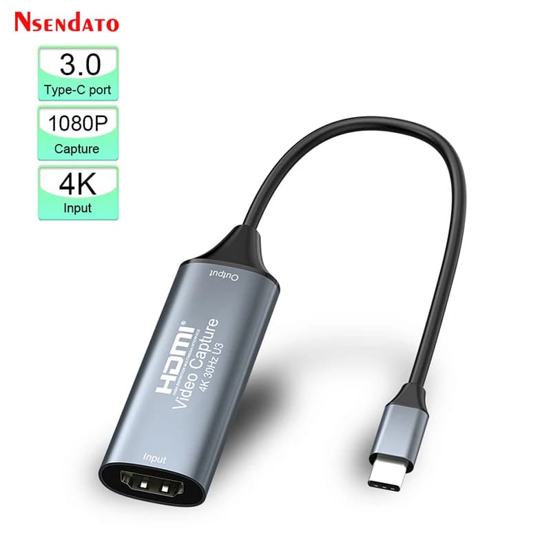 USB C HDMI Video Capture Card 4K 1080p HDMI to Type C 2.0 3.0 Video Grabber Capture Recorder Box for PC Android Camera Windows