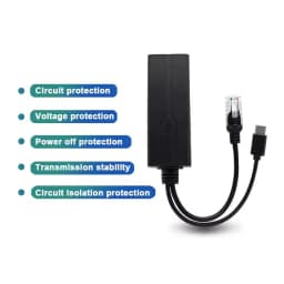 POE Splitter 48V to 5V Micro USB tpye-C 100Mbps and1000Mbps Gigabit POE Camera Injector Power Supply for Huawei Hikvision