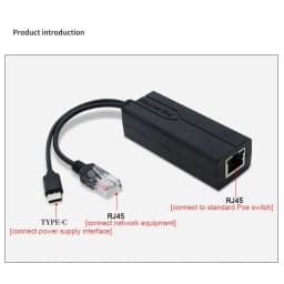 POE Splitter 48V to 5V Micro USB tpye-C 100Mbps and1000Mbps Gigabit POE Camera Injector Power Supply for Huawei Hikvision