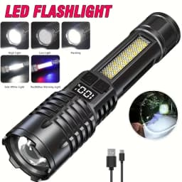 Super Bright Flashlight Built-in Battery USB C Rechargeable LED Flashlights 500000LM High Power Torch Lamp for Camping Lantern