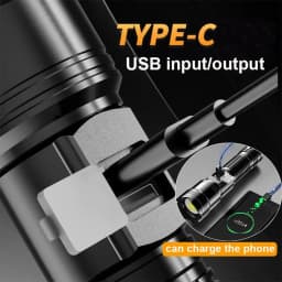 Super Bright Flashlight Built-in Battery USB C Rechargeable LED Flashlights 500000LM High Power Torch Lamp for Camping Lantern