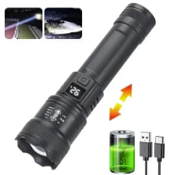 Super Bright Flashlight Built-in Battery USB C Rechargeable LED Flashlights 500000LM High Power Torch Lamp for Camping Lantern