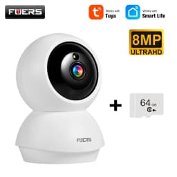 FUERS 4K 8MP WiFi IP Camera With Adjustable Bracket Tuya Smart Home Security Wireless Surveillance Camera Baby Monitor Mini Cam