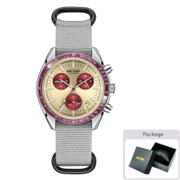 MEGIR Quartz Chronograph Watches Men Waterproof Sport Wristwatch Men's with Fashion Nylon Strap Luminous Pointers Date Male Gift