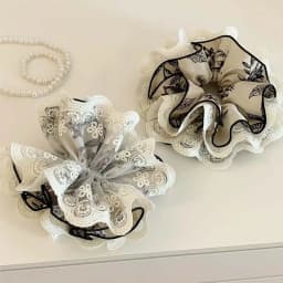 1pc Ink print floral satin large intestine headband with wide edge lace headband, simple hair accessory for women