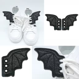 1 Pair Bling Bat Shoe Wings Embroidery DIY Charm Decorations For Sneaker Clothing Shoelaces Punk Halloween Gift Accessory