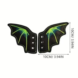 1 Pair Bling Bat Shoe Wings Embroidery DIY Charm Decorations For Sneaker Clothing Shoelaces Punk Halloween Gift Accessory