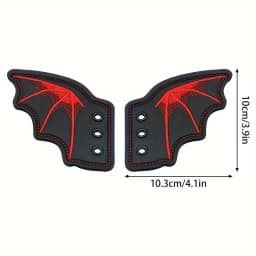 1 Pair Bling Bat Shoe Wings Embroidery DIY Charm Decorations For Sneaker Clothing Shoelaces Punk Halloween Gift Accessory