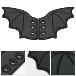 1 Pair Bling Bat Shoe Wings Embroidery DIY Charm Decorations For Sneaker Clothing Shoelaces Punk Halloween Gift Accessory
