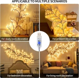 144LED Vine Branch String Lights Artificial Willow Vine Light USB Bendable DIY Indoor Decor Lighting for Bedroom Wall Holiday