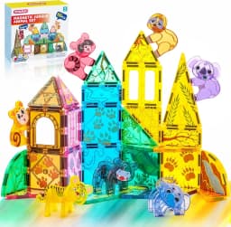 JOYFY 110/66/50 PCS Magnetic Building Tile 3D Magnet Tiles with Vehicle Construction Blocks Set for Kids Birthday Chirstmas Gift