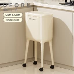 UFORU Light Luxury Garbage Bin, Movable Large Capacity Trash Can, Home Kitchen Storage Box, Household Organizer