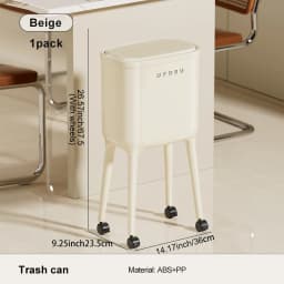UFORU Light Luxury Garbage Bin, Movable Large Capacity Trash Can, Home Kitchen Storage Box, Household Organizer