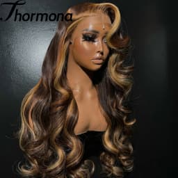 200% Balayage Blonde Highlight 13x6 Lace Front Wig Body Wave Wig Synthetic HD Ombre Honey Blonde Mixed Color Lace Frontal Wig