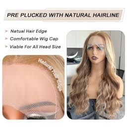200% Balayage Blonde Highlight 13x6 Lace Front Wig Body Wave Wig Synthetic HD Ombre Honey Blonde Mixed Color Lace Frontal Wig