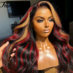 200% Balayage Blonde Highlight 13x6 Lace Front Wig Body Wave Wig Synthetic HD Ombre Honey Blonde Mixed Color Lace Frontal Wig