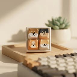 Shiba Inu Puppy Mechanical Keyboard Fidget Spinner 3D Printed Base Removable Keycap Stress Relief Toys Portable Keychain Gifts