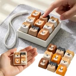 Shiba Inu Puppy Mechanical Keyboard Fidget Spinner 3D Printed Base Removable Keycap Stress Relief Toys Portable Keychain Gifts