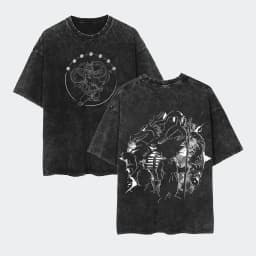 Anime Dragon Ball Cosplay Washed T-Shirt Cotton Short Sleeve Loose Large Casual Sports Fitness T-Shirt Men's Harajuku Clothing