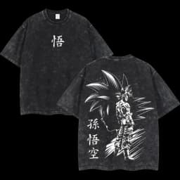 Anime Dragon Ball Cosplay Washed T-Shirt Cotton Short Sleeve Loose Large Casual Sports Fitness T-Shirt Men's Harajuku Clothing