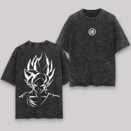 Anime Dragon Ball Cosplay Washed T-Shirt Cotton Short Sleeve Loose Large Casual Sports Fitness T-Shirt Men's Harajuku Clothing