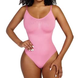 GUUDIA Spandex Bodysuit Thong String Shapewear Compression Body Shapers Cupless Wirefre Open Crotch Tummy Control Jumpsuit