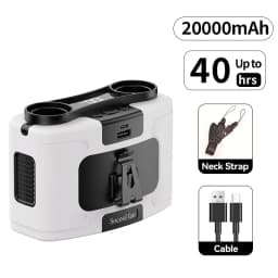 Socool 20000mAh Portable Waist Fan Dual Air Outlet 10 Gear Speeds Outdoor Personal Hanging Neck & Belt Clip Fan with Power Bank