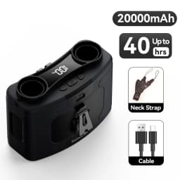 Socool 20000mAh Portable Waist Fan Dual Air Outlet 10 Gear Speeds Outdoor Personal Hanging Neck & Belt Clip Fan with Power Bank