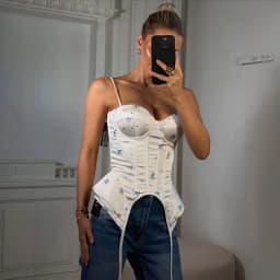 Elegant Women's Floral Printed Fishbone Corset Waist Cinching Sleeveless Strapless Tops 2026 Summer Lady Party Vacation Top