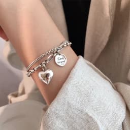 Vintage Thick Chain Bracelets for Women Fashion Pearl Heart Charm Strand Bracelet Punk Aesthetic Jewelry Party Gift